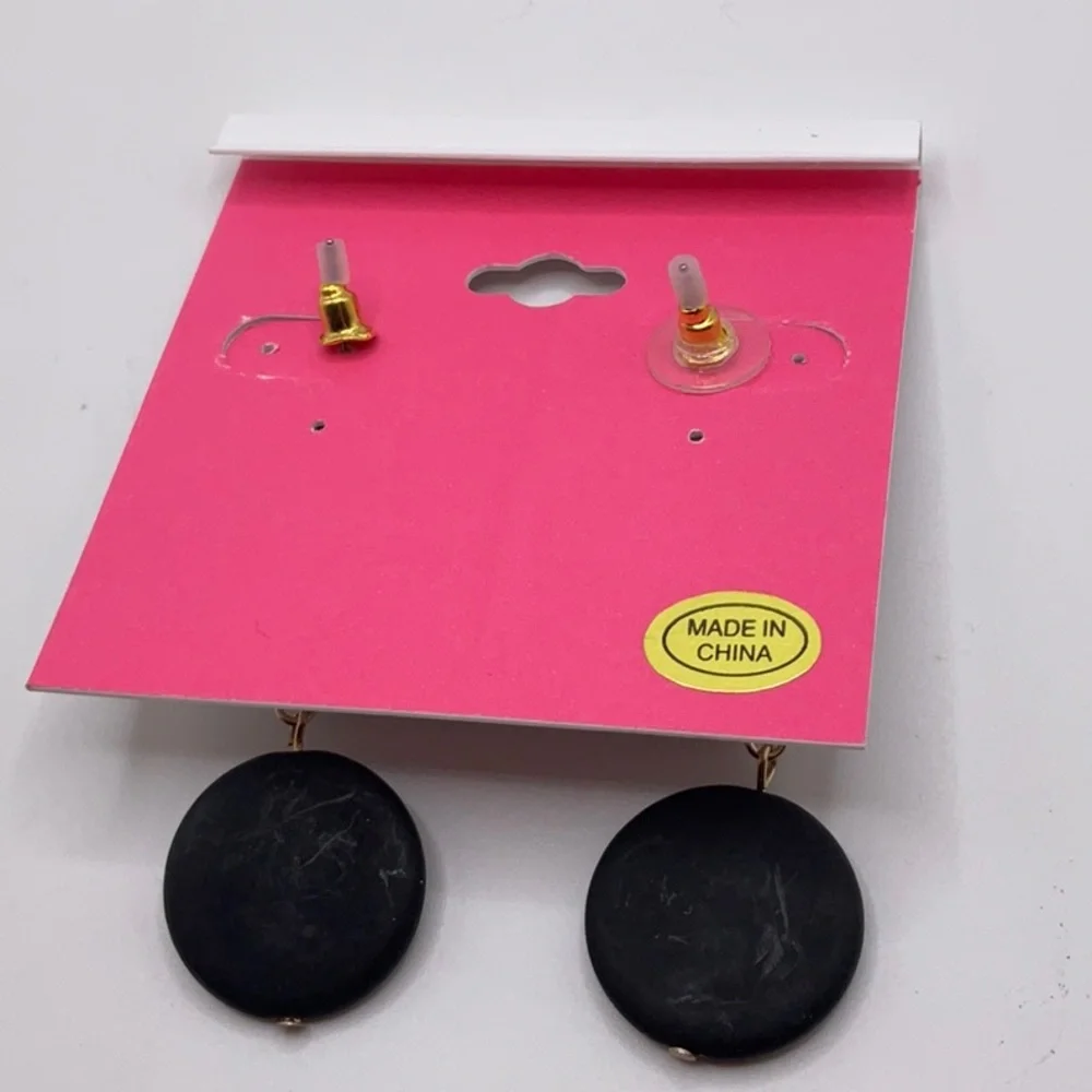 Isaac Mizrahi Black and Gold Drop Earrings - Picture 3 of 3